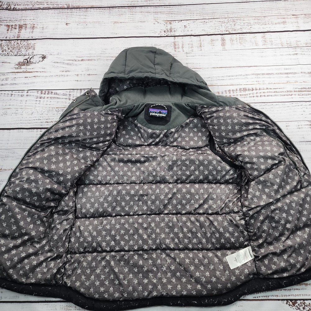 Patagonia Bivy Hooded Down Vest Black Gray Western Puffer 27745 Womens Medium - Picture 3 of 8